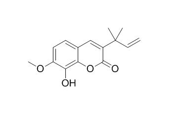 3-(1,1-Dimethylallyl)-
8-hydroxy-7-methoxycoumarin